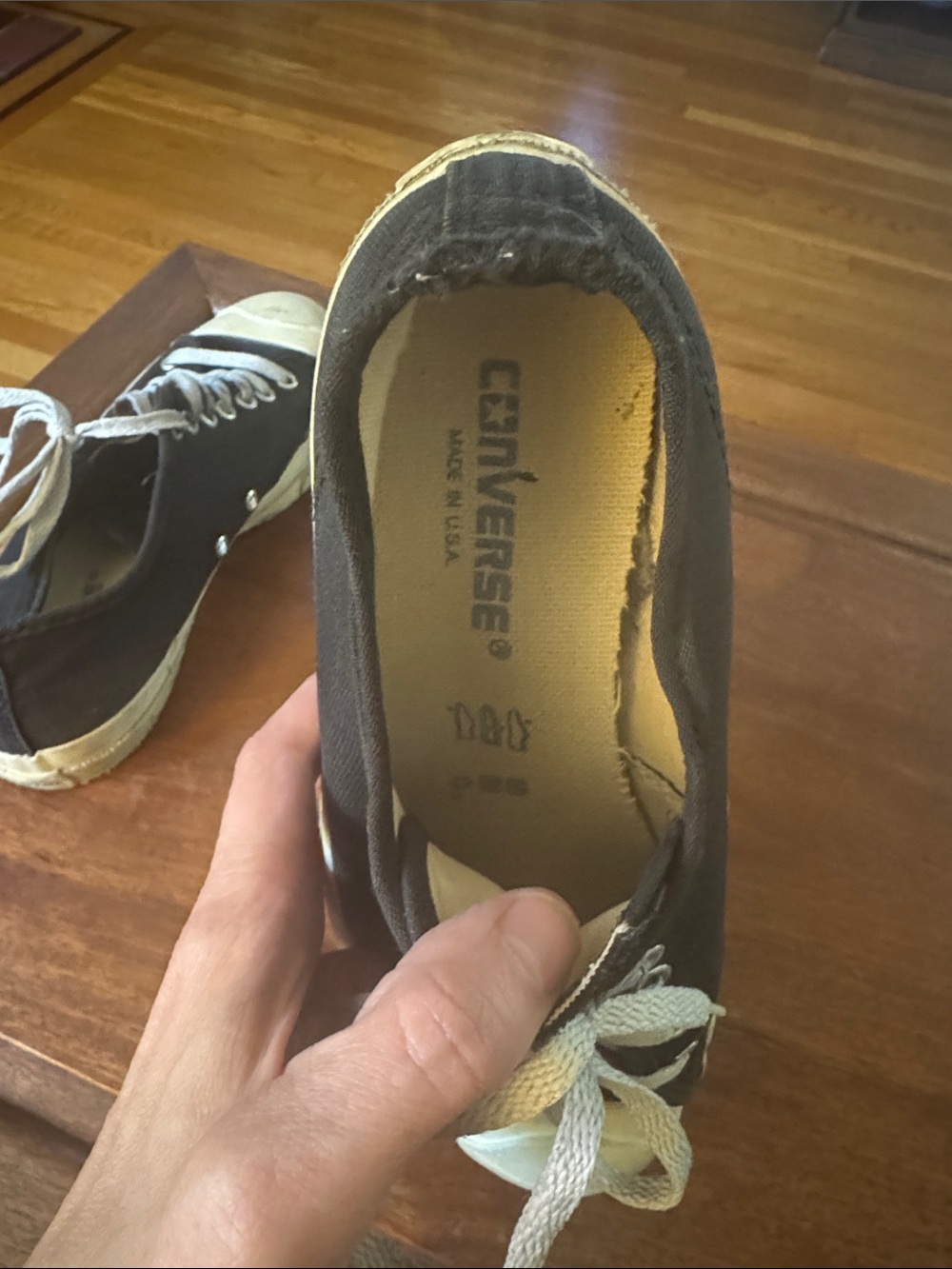 Converse Black Canvas Low-Top Sneakers with Cream Accents - Picture 5 of 7